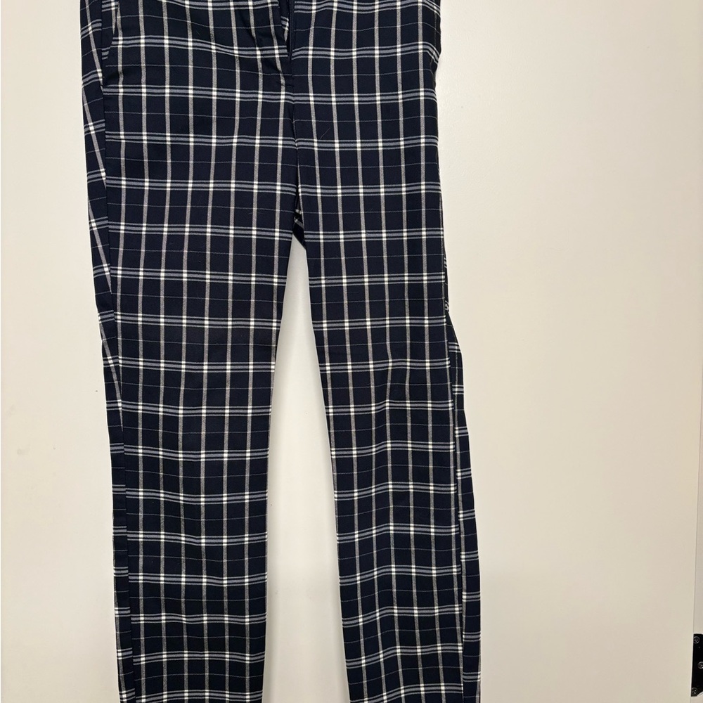 Zara Navy Plaid Ankle Pants